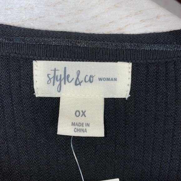 Style & Co Black High Low Hem Tunic Sweater 0X NEW - Picture 4 of 6